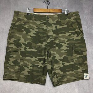 George Mens Camo Cargo Shorts size 40 Green Camouflage Cotton Stretch Blend